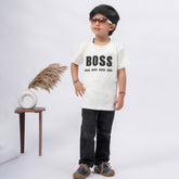 Boys BOSS Printed T-Shirt – White, Black, Purple & Grey